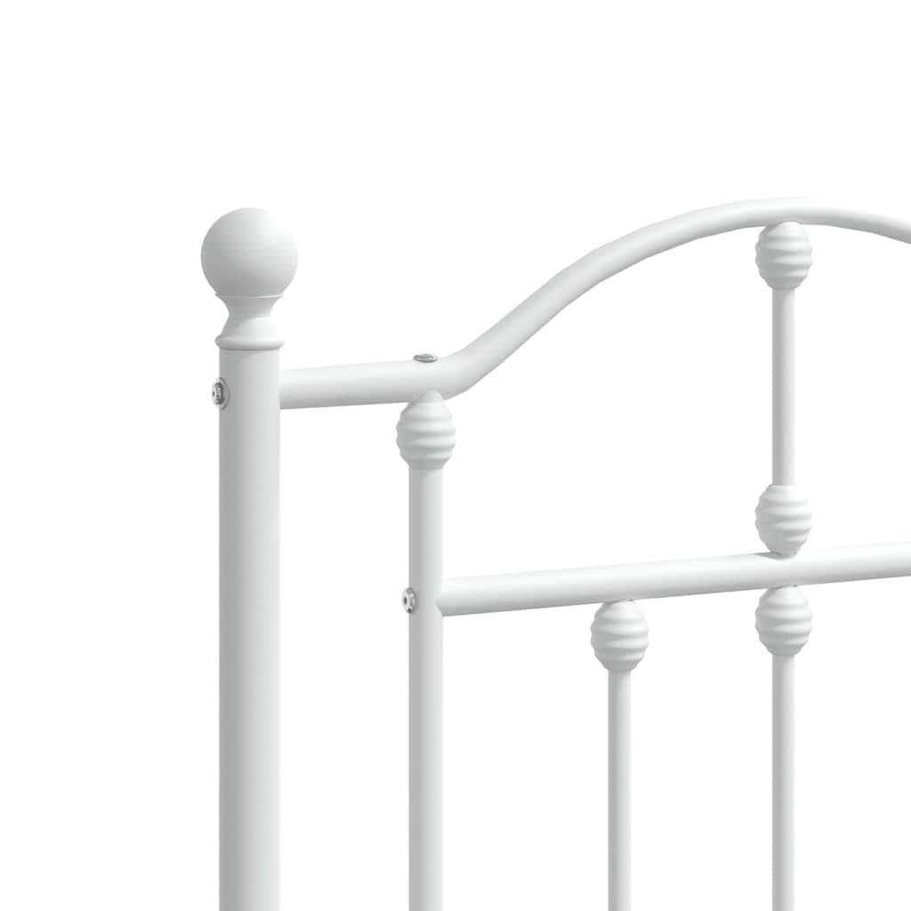 Bed frame with head and footboard metal white 183x213 cm