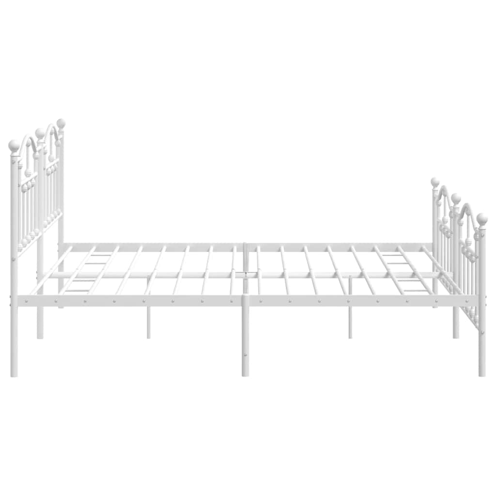 Bed frame with head and footboard metal white 193x203 cm