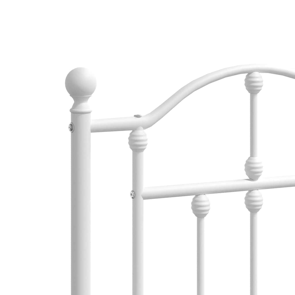 Bed frame with head and footboard metal white 193x203 cm