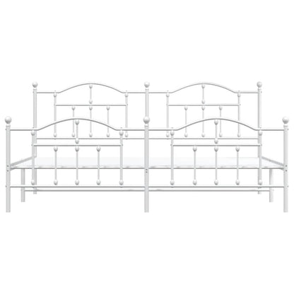 Bettgestell mit Kopf- und Fußteil Metall Weiß 200x200 cm