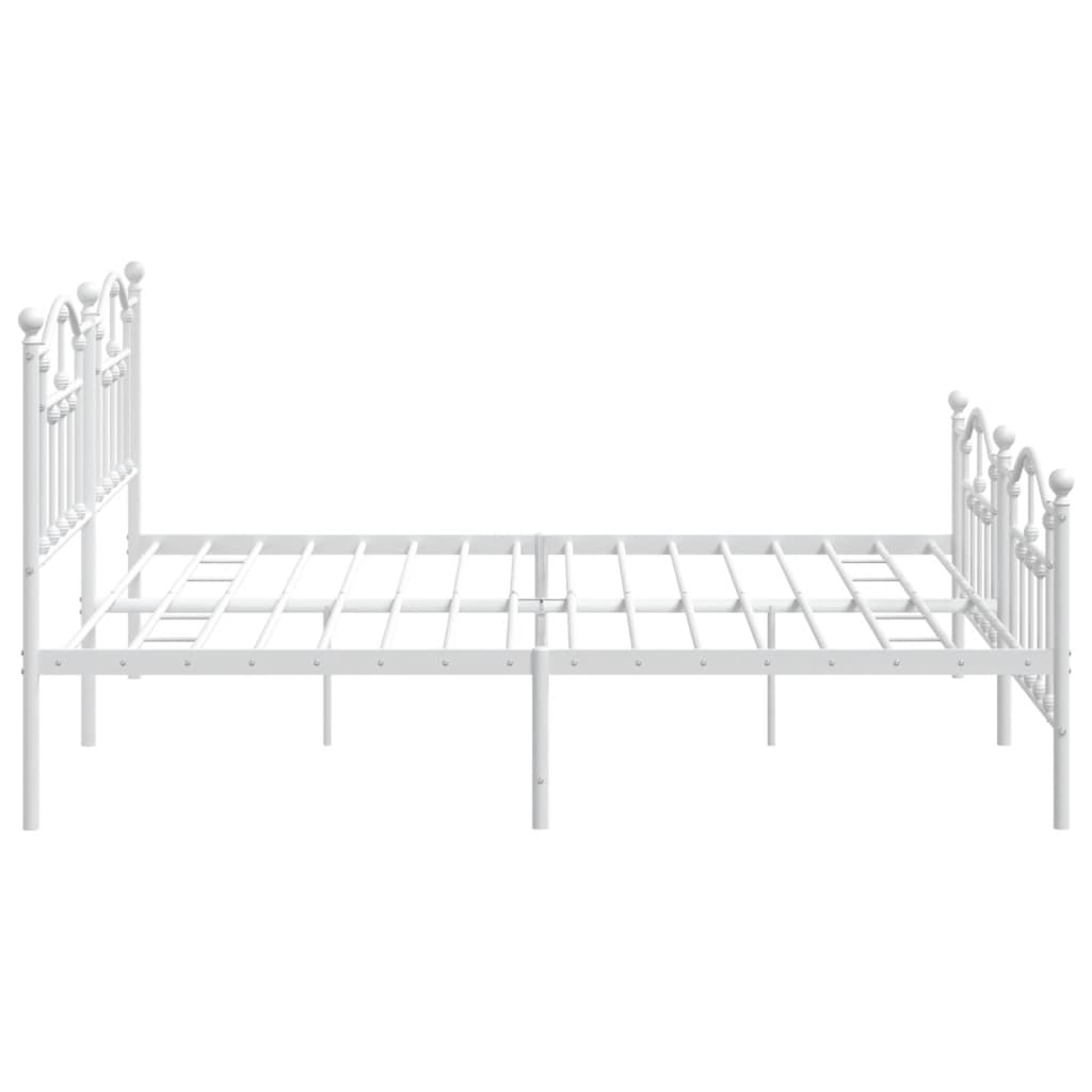 Bed frame with head and footboard metal white 200x200 cm