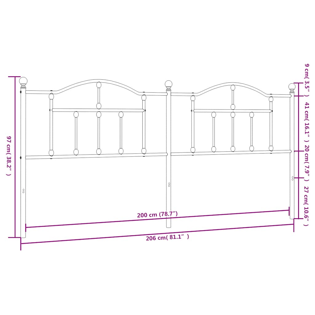 Ersatz-Kopfteil Metall Weiß 200 cm