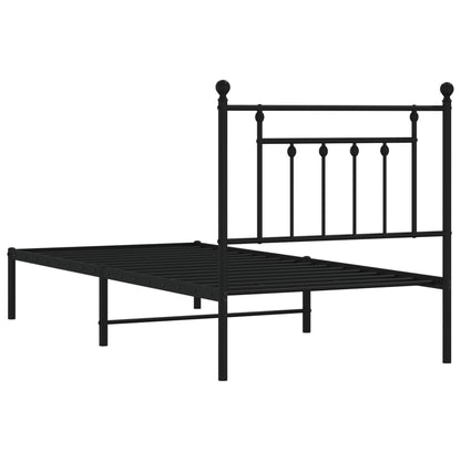 Bettgestell mit Kopfteil Metall Schwarz 80x200 cm