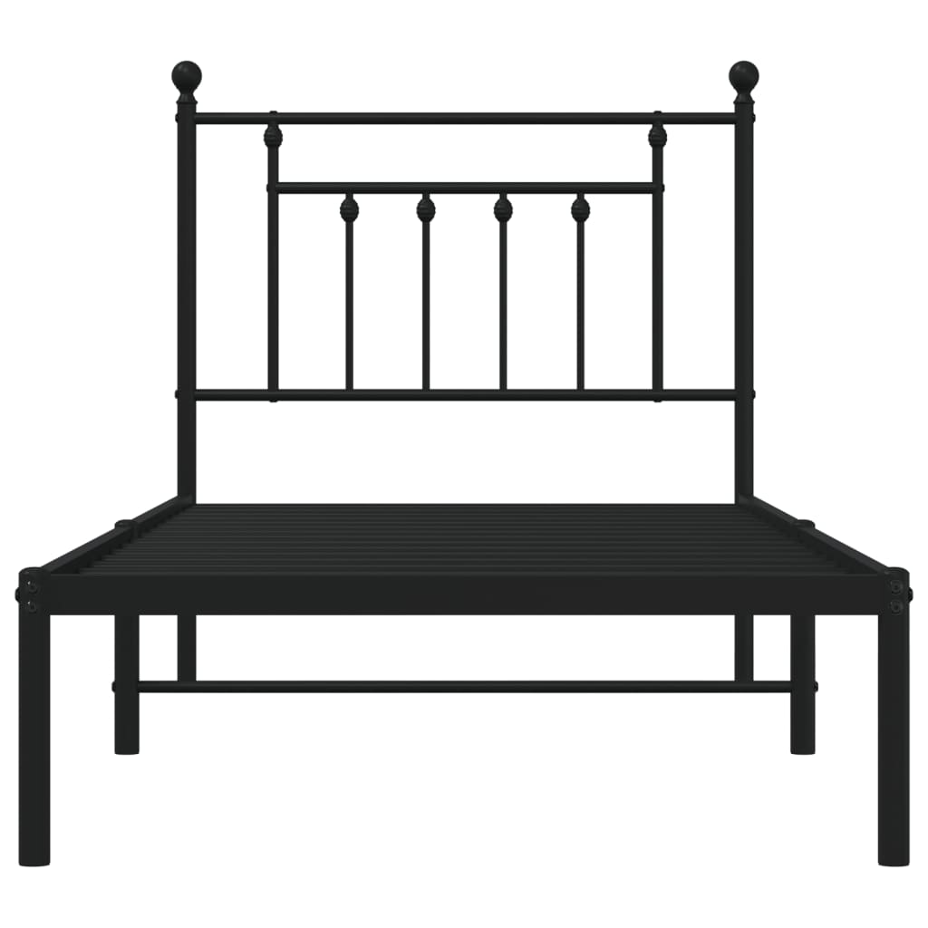 Bed frame with headboard metal black 90x190 cm