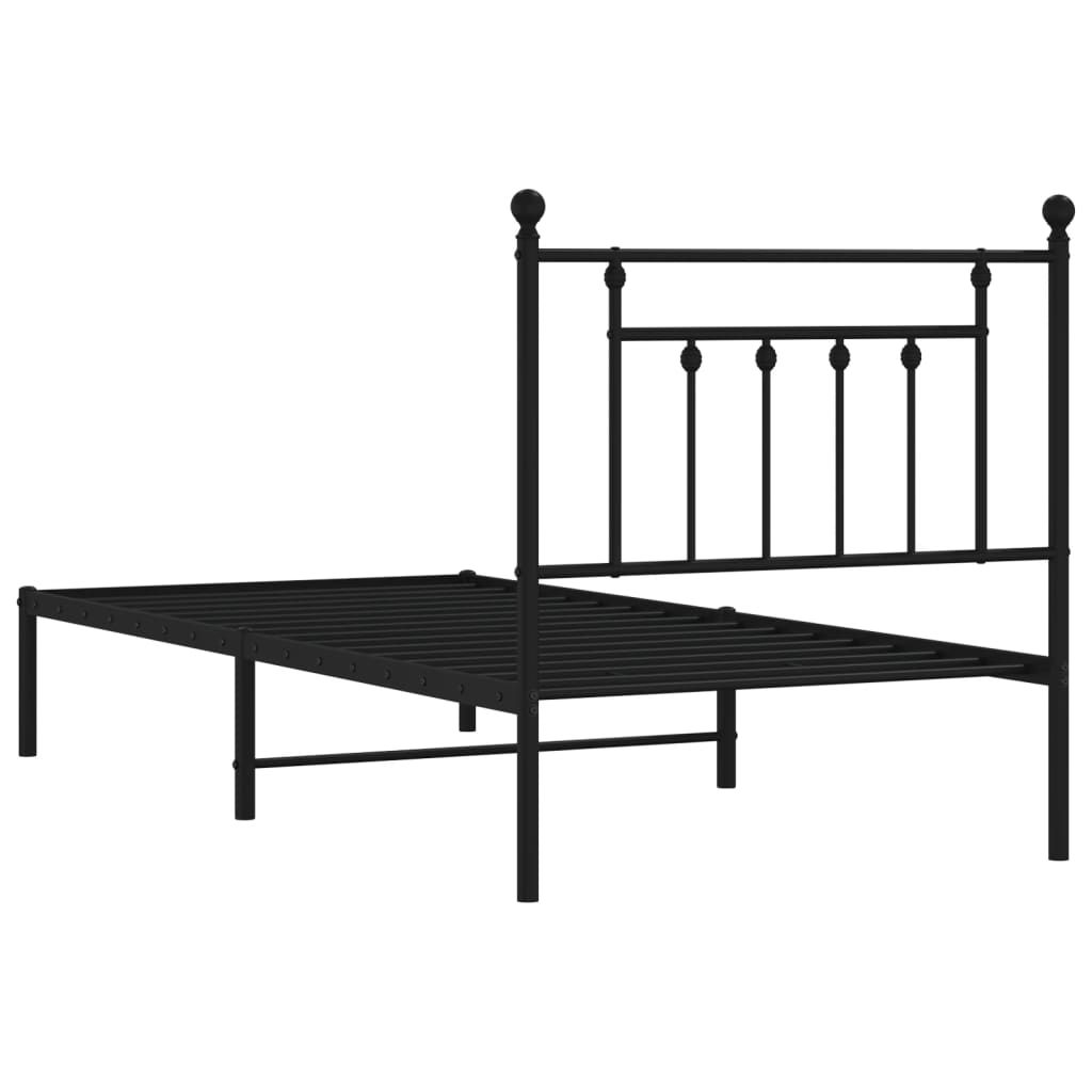 Bed frame with headboard metal black 90x190 cm