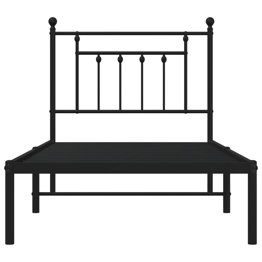 Bed frame with headboard metal black 90x200 cm