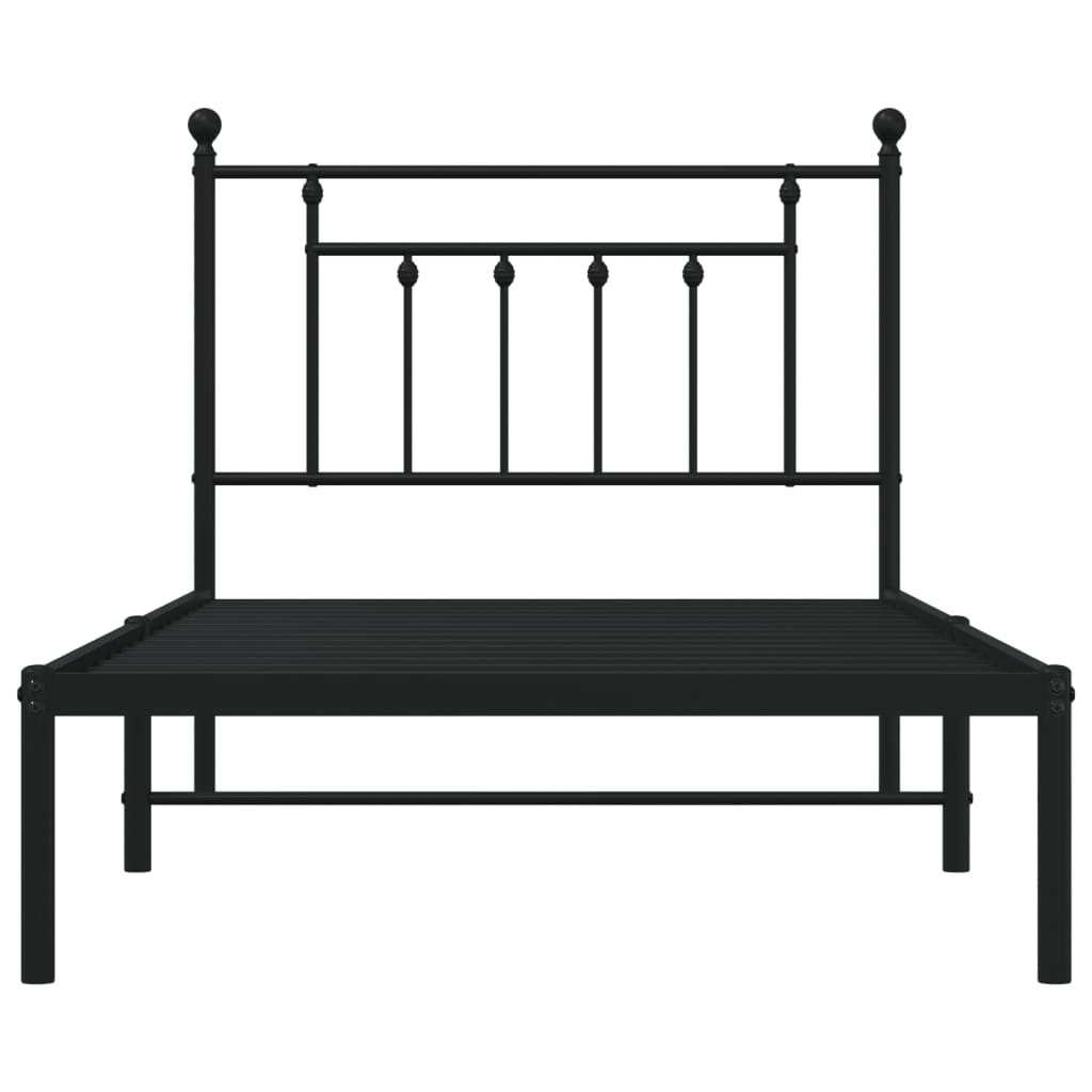 Bed frame with headboard metal black 100x190 cm