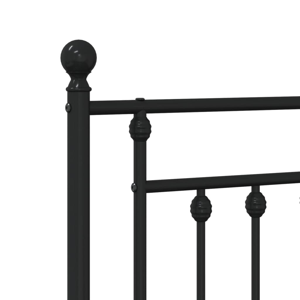 Bed frame with headboard metal black 100x190 cm