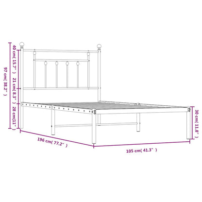 Bettgestell mit Kopfteil Metall Schwarz 100x190 cm
