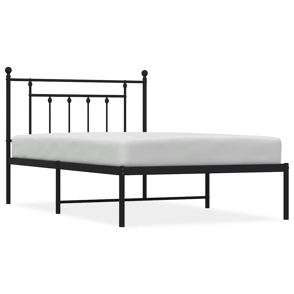 Bed frame with headboard metal black 100x200 cm