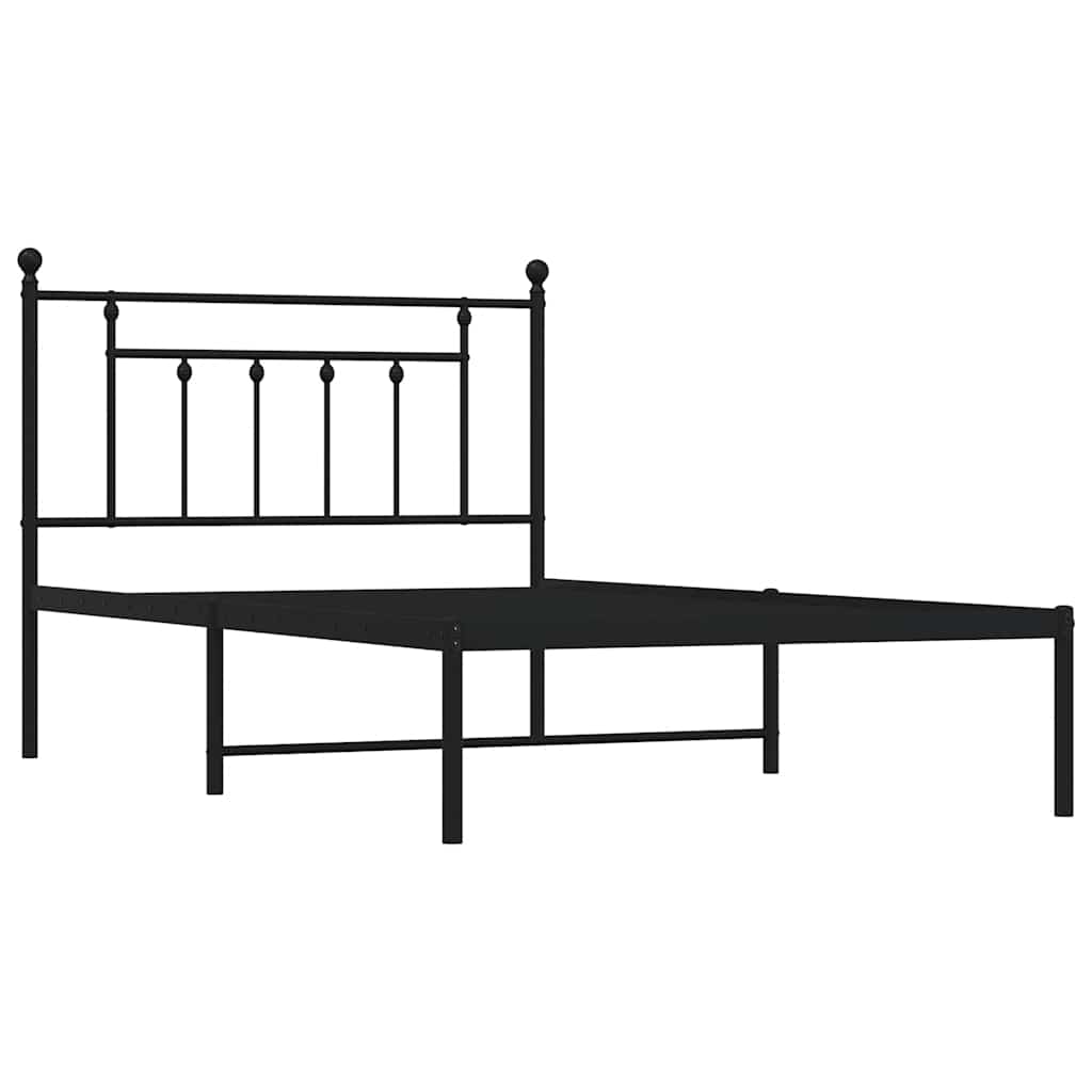 Bed frame with headboard metal black 100x200 cm