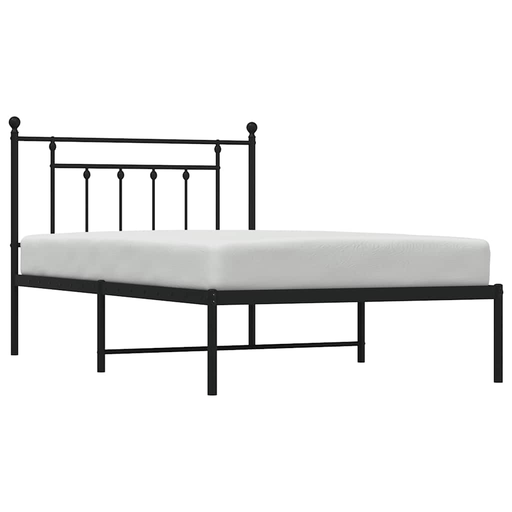 Bed frame with headboard metal black 100x200 cm