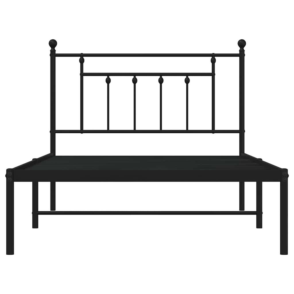 Bed frame with headboard metal black 100x200 cm