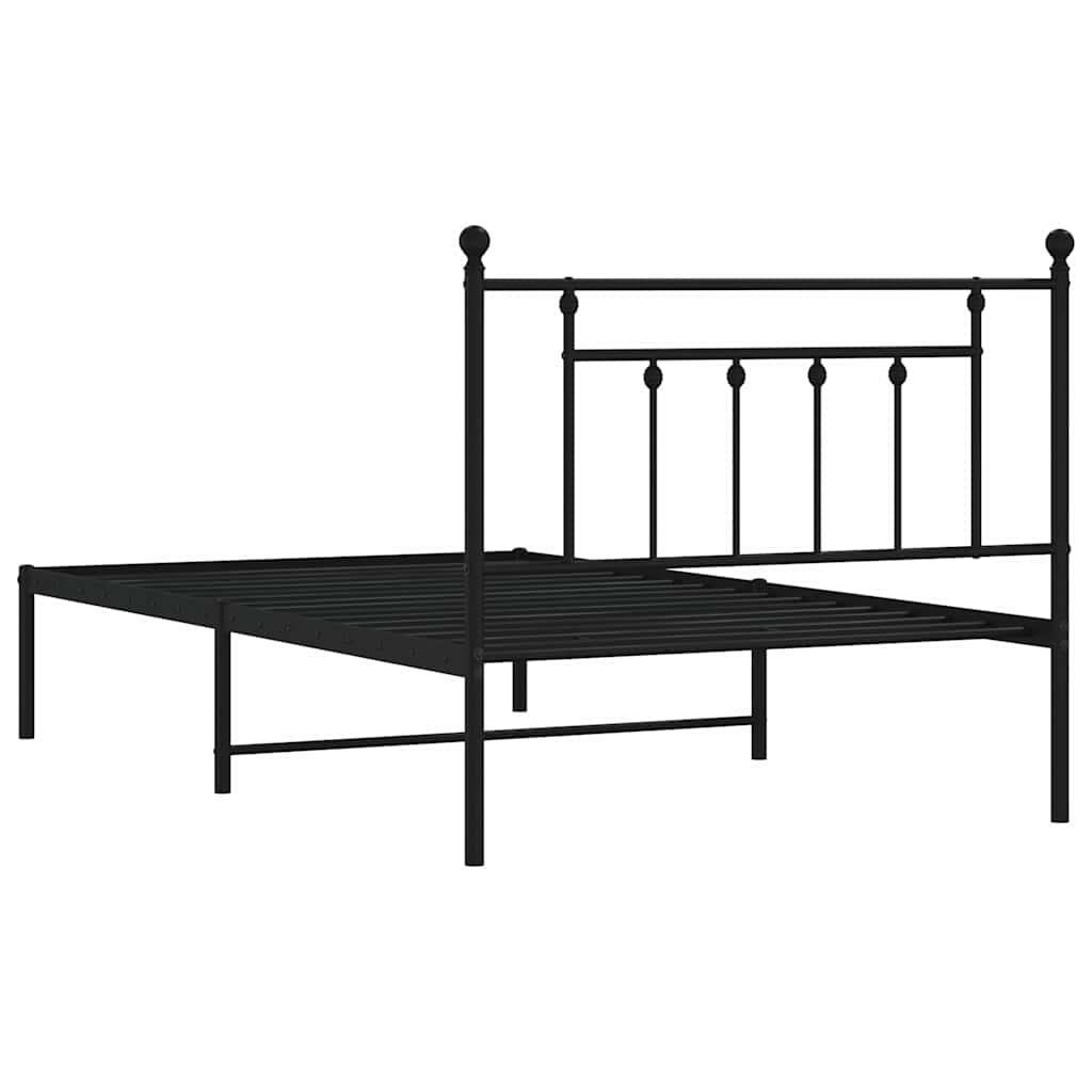 Bed frame with headboard metal black 100x200 cm