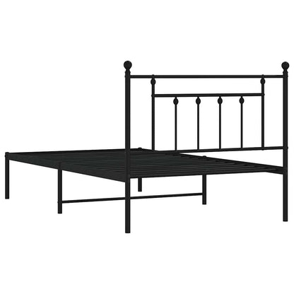 Bettgestell mit Kopfteil Metall Schwarz 100x200 cm
