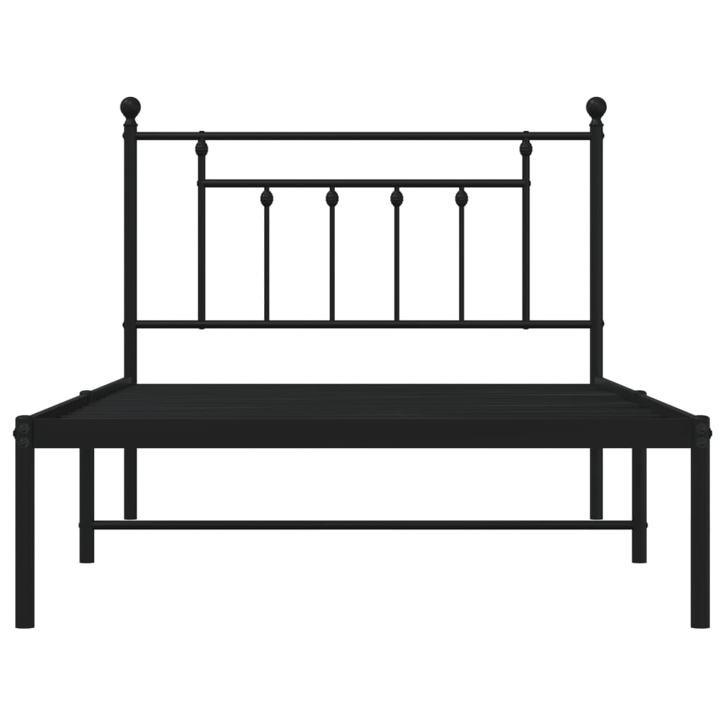 Bed frame with headboard metal black 107x203 cm