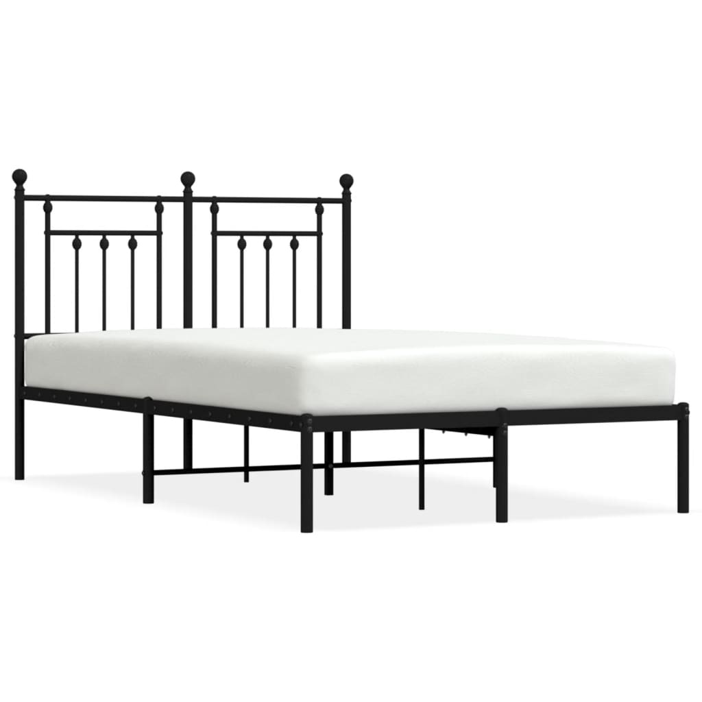 Bed frame with headboard metal black 120x190 cm