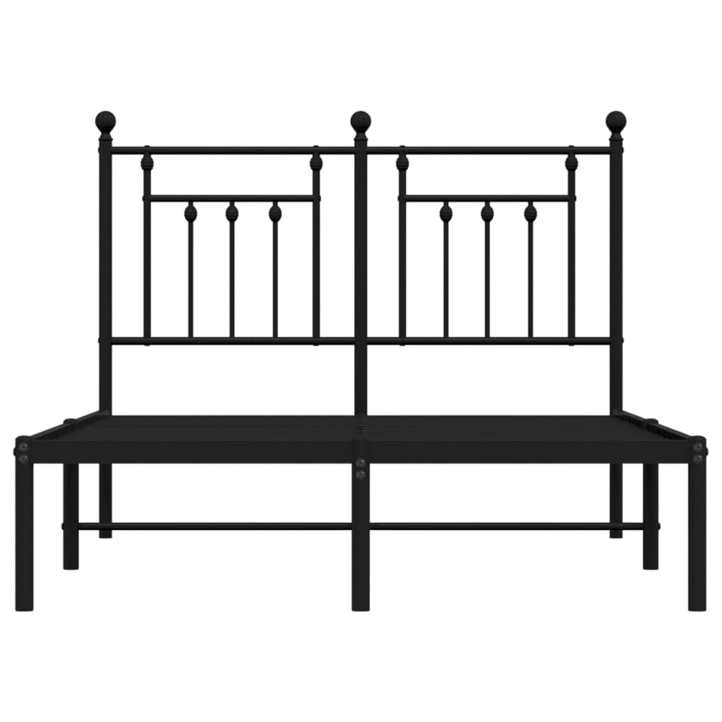 Bed frame with headboard metal black 120x190 cm