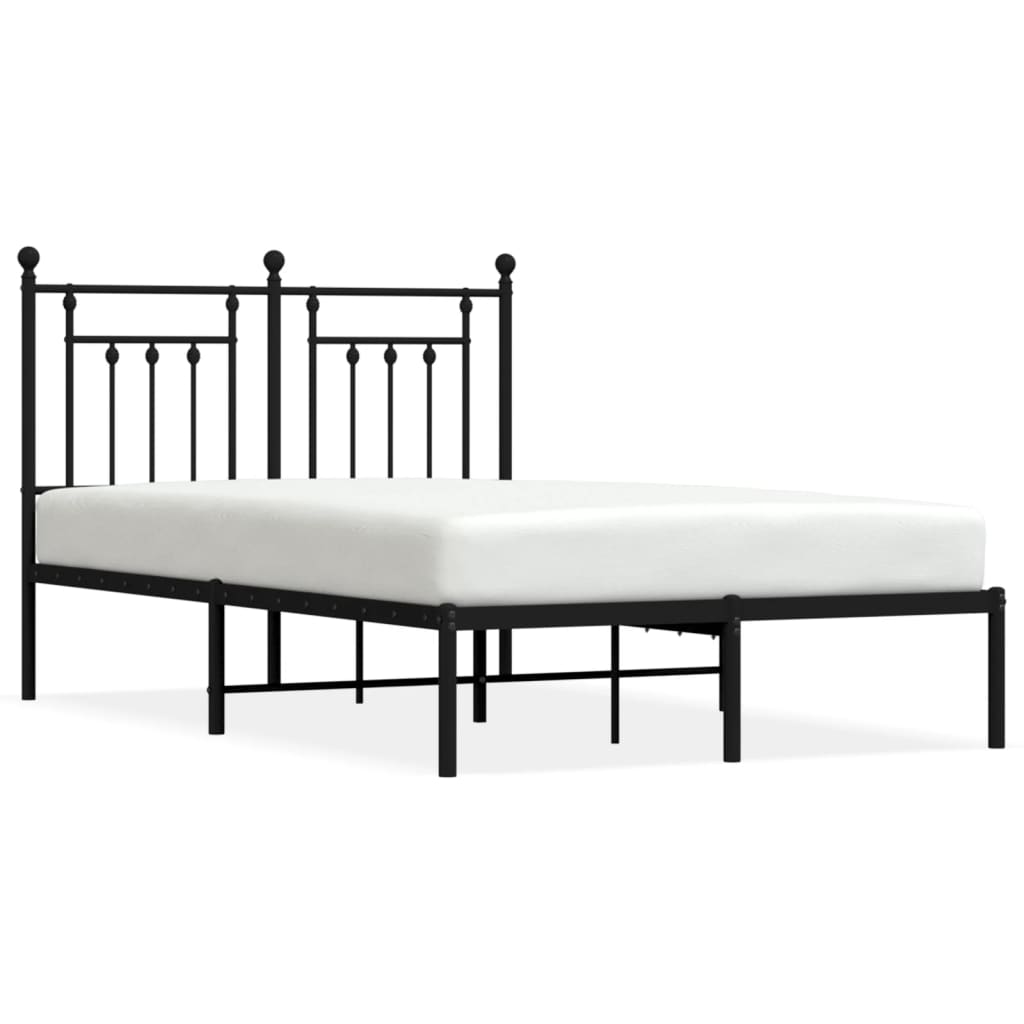Bed frame with headboard metal black 120x200 cm