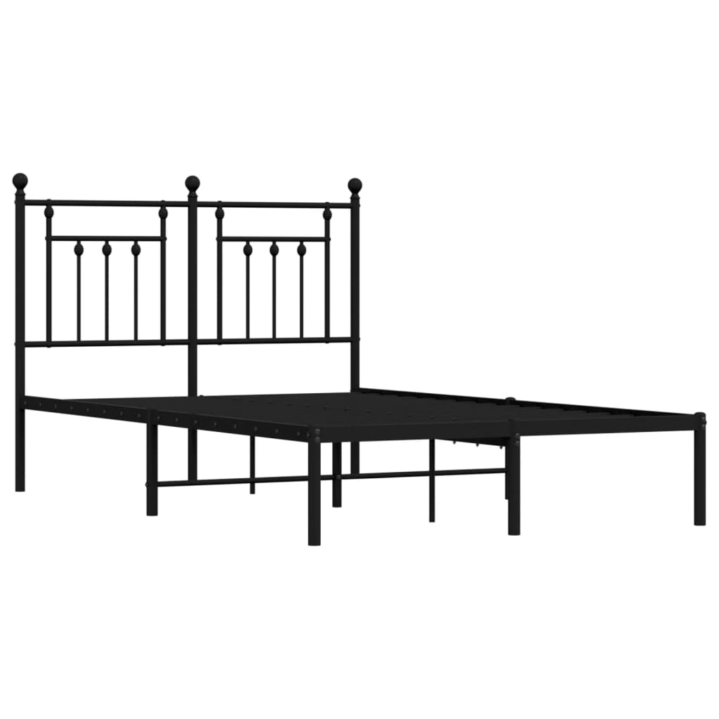 Bed frame with headboard metal black 120x200 cm
