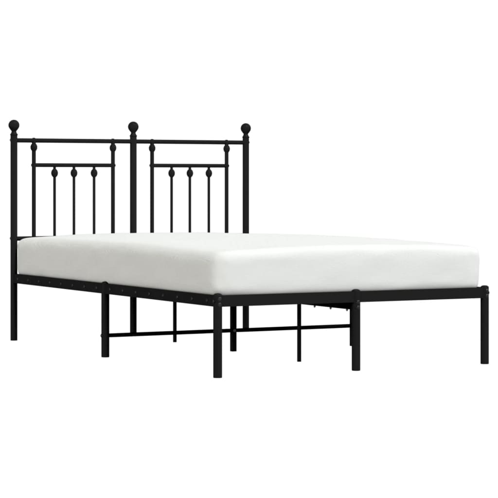 Bed frame with headboard metal black 120x200 cm