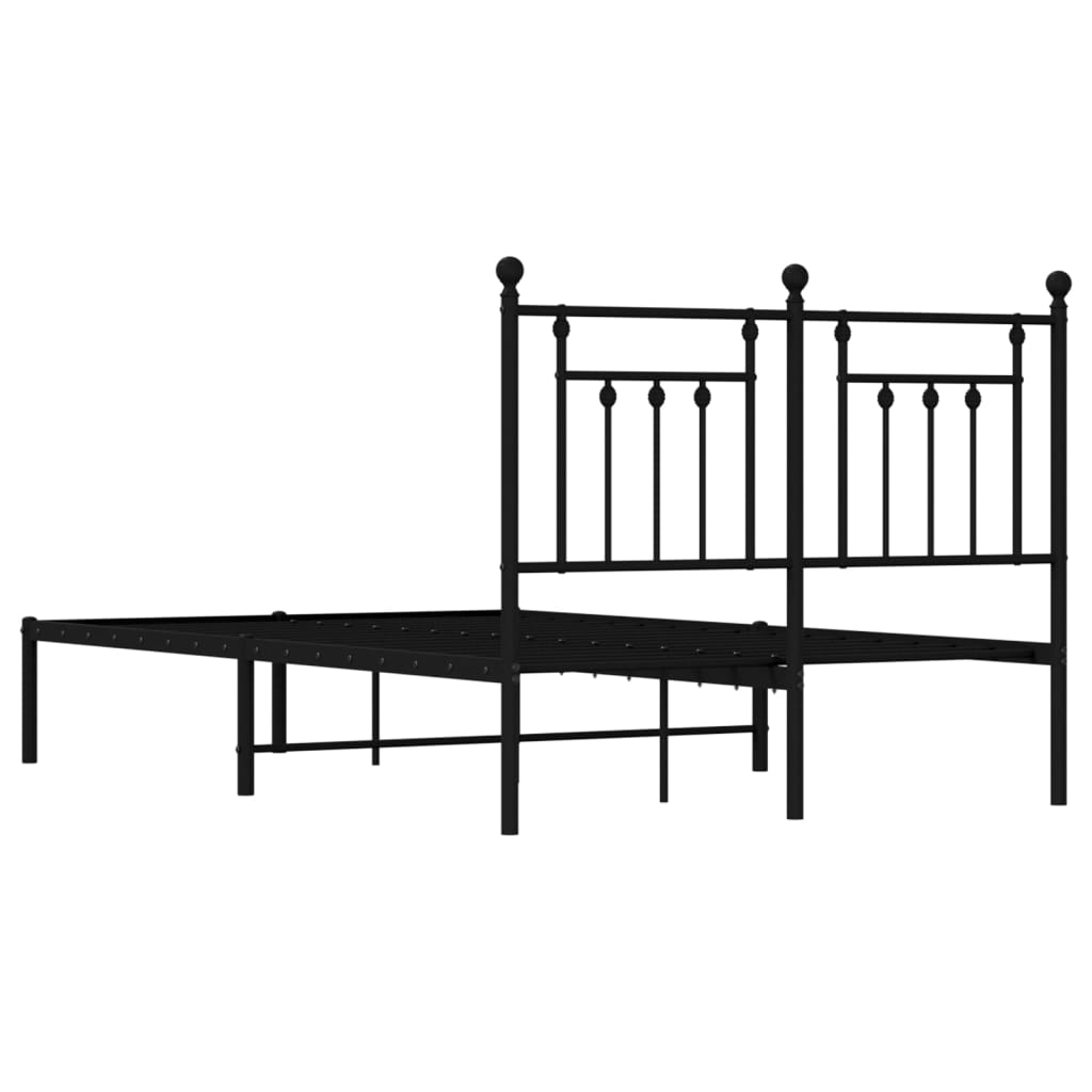 Bed frame with headboard metal black 120x200 cm