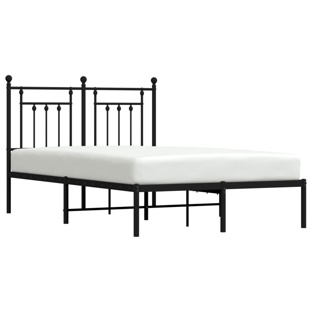 Bed frame with headboard metal black 135x190 cm