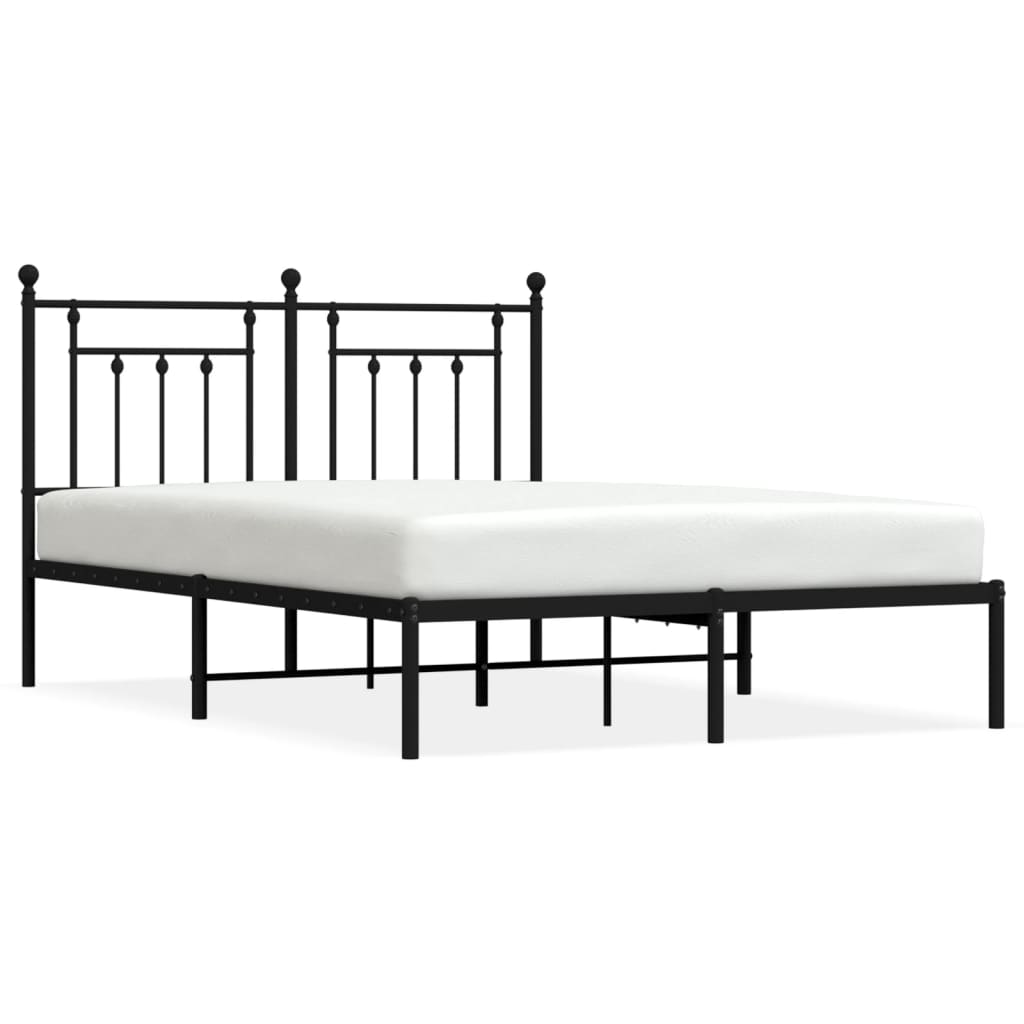 Bed frame with headboard metal black 140x190 cm