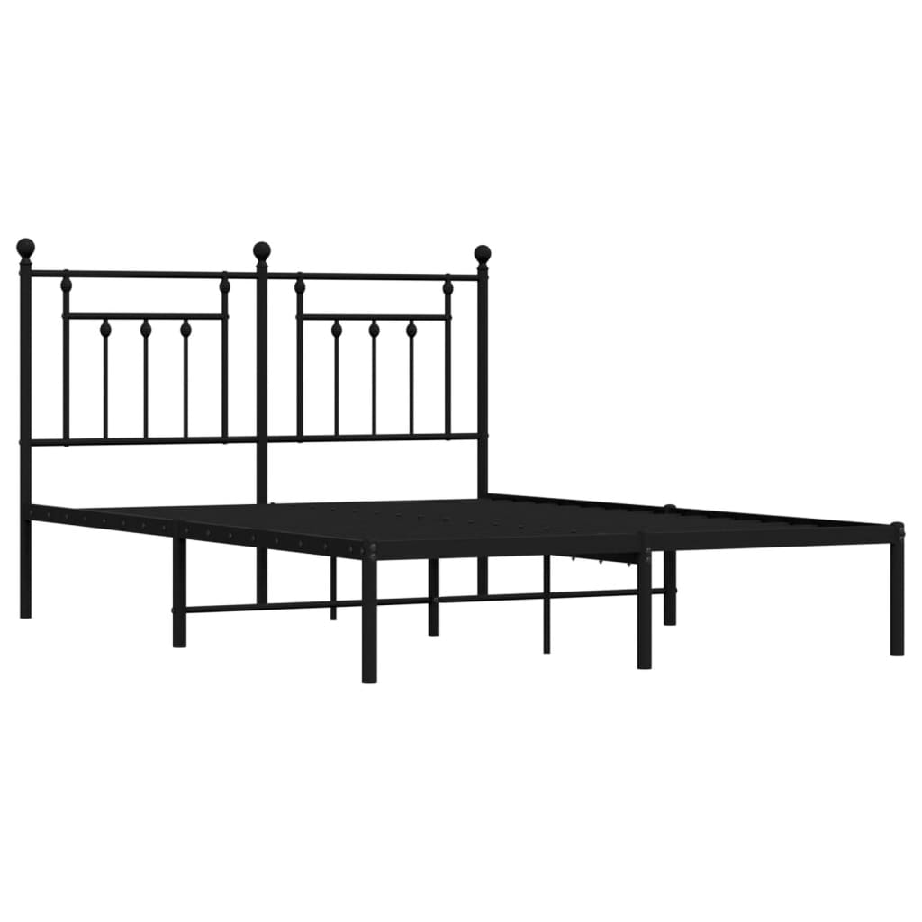 Bed frame with headboard metal black 140x190 cm