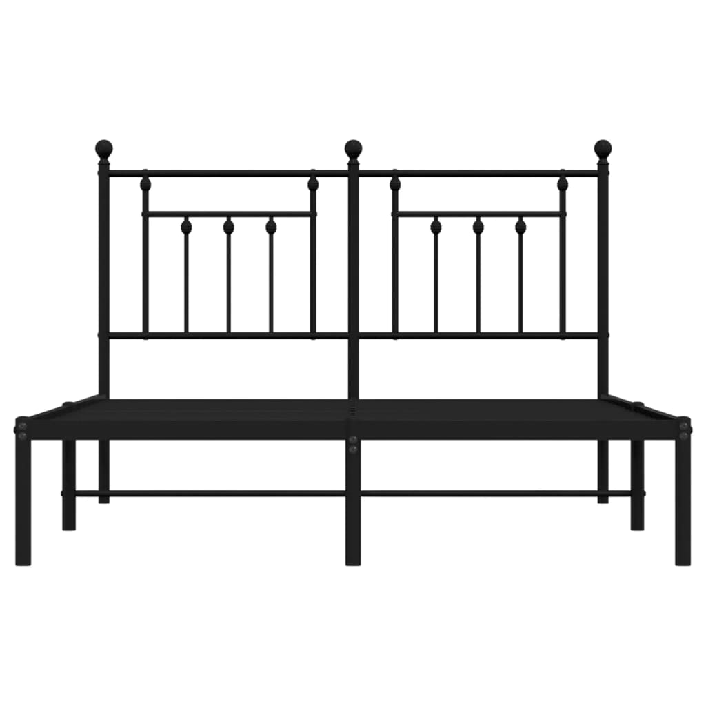 Bed frame with headboard metal black 140x190 cm