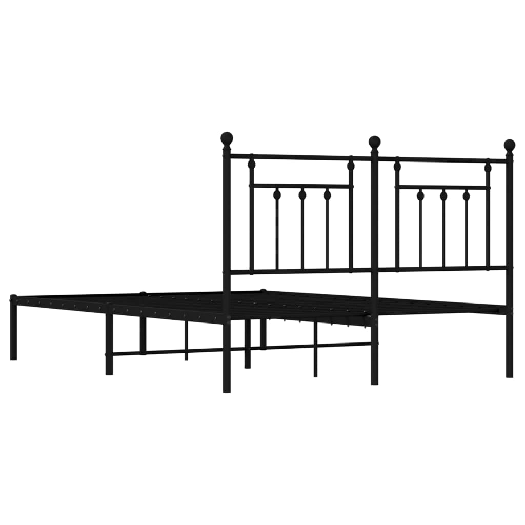 Bed frame with headboard metal black 140x200 cm