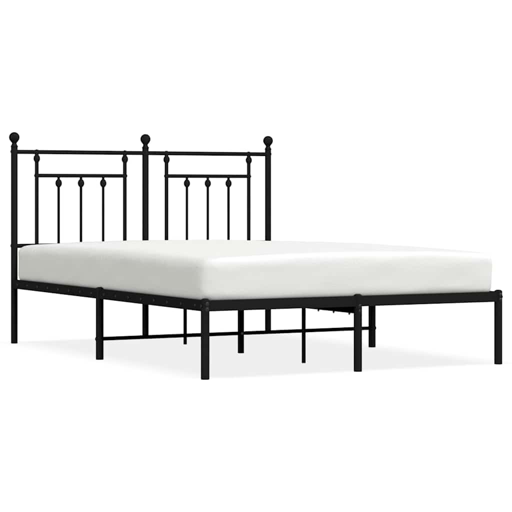 Bed frame with headboard metal black 150x200 cm