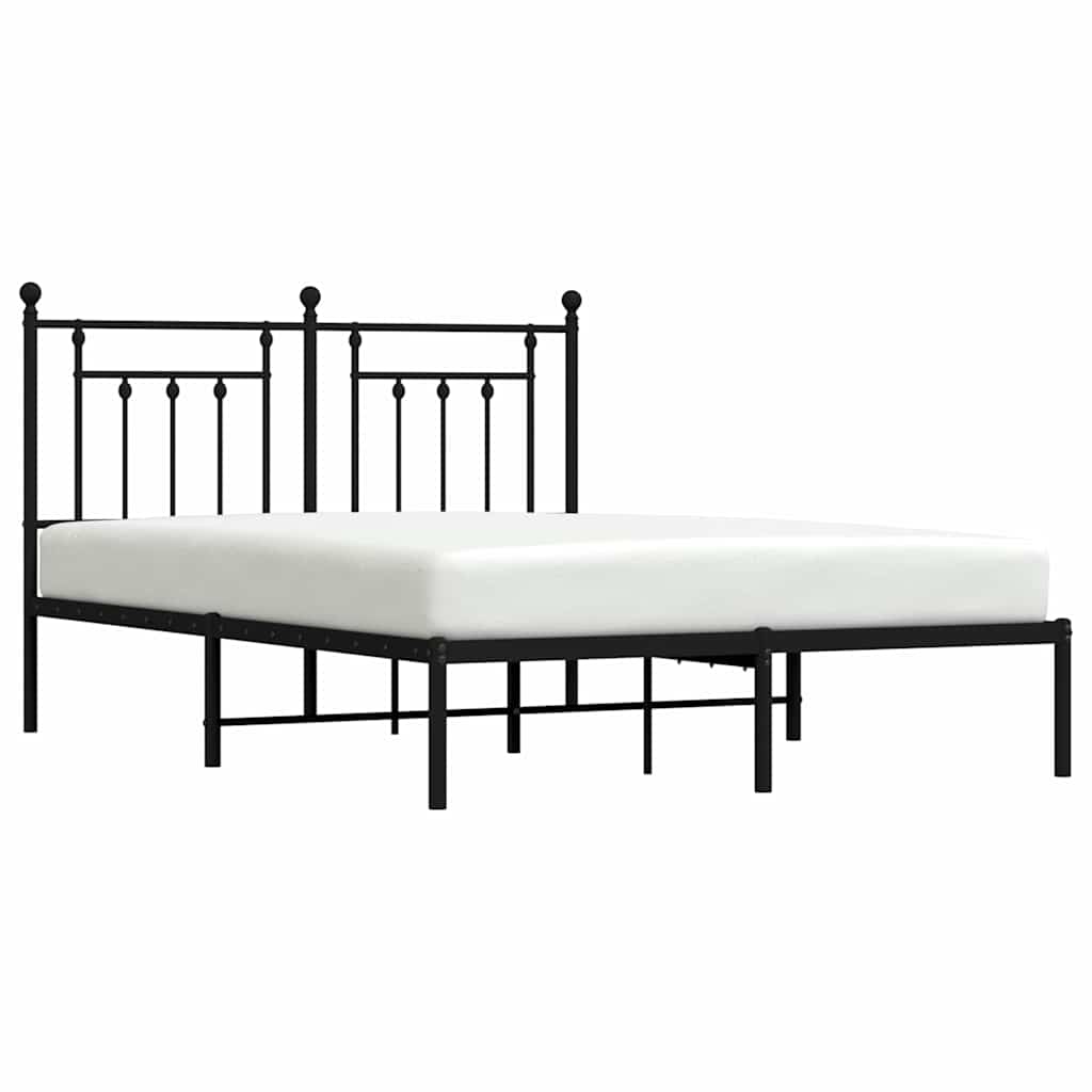 Bed frame with headboard metal black 150x200 cm