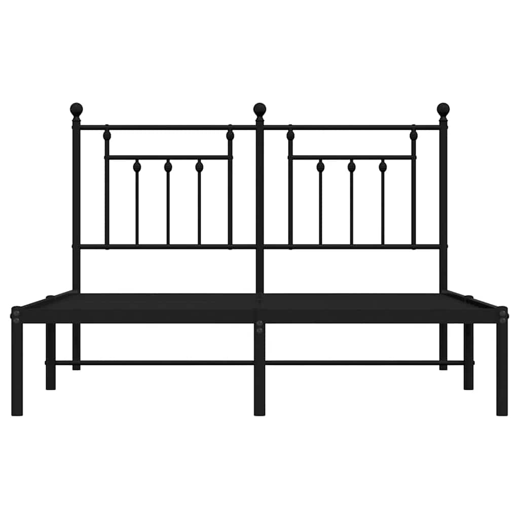 Bed frame with headboard metal black 150x200 cm