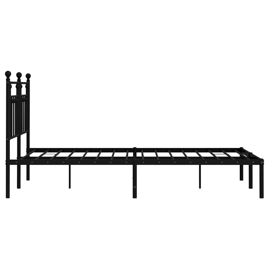 Bed frame with headboard metal black 150x200 cm