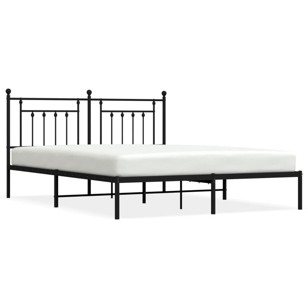 Bed frame with headboard metal black 180x200 cm