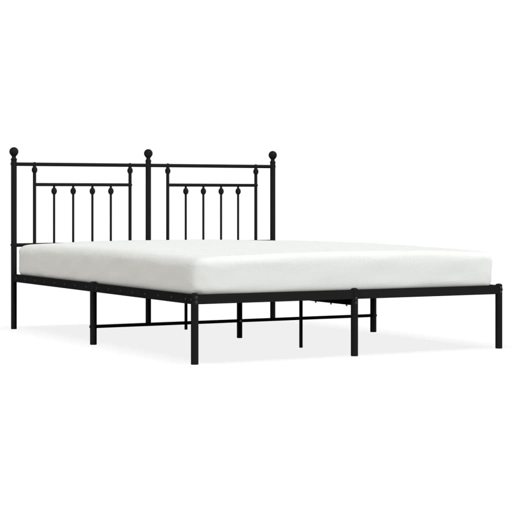 Bed frame with headboard metal black 183x213 cm