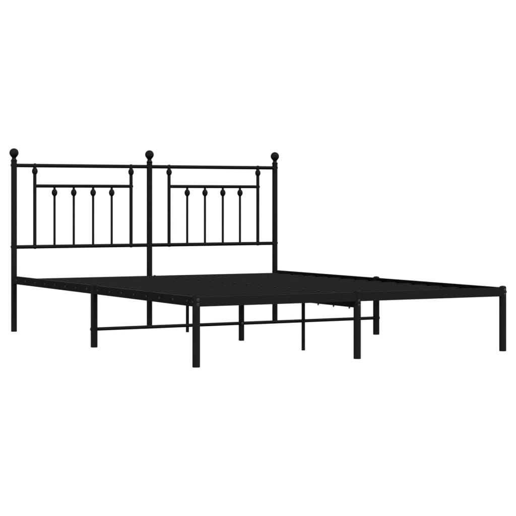 Bed frame with headboard metal black 183x213 cm