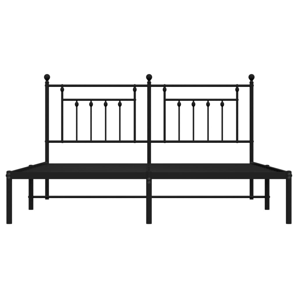 Bed frame with headboard metal black 183x213 cm