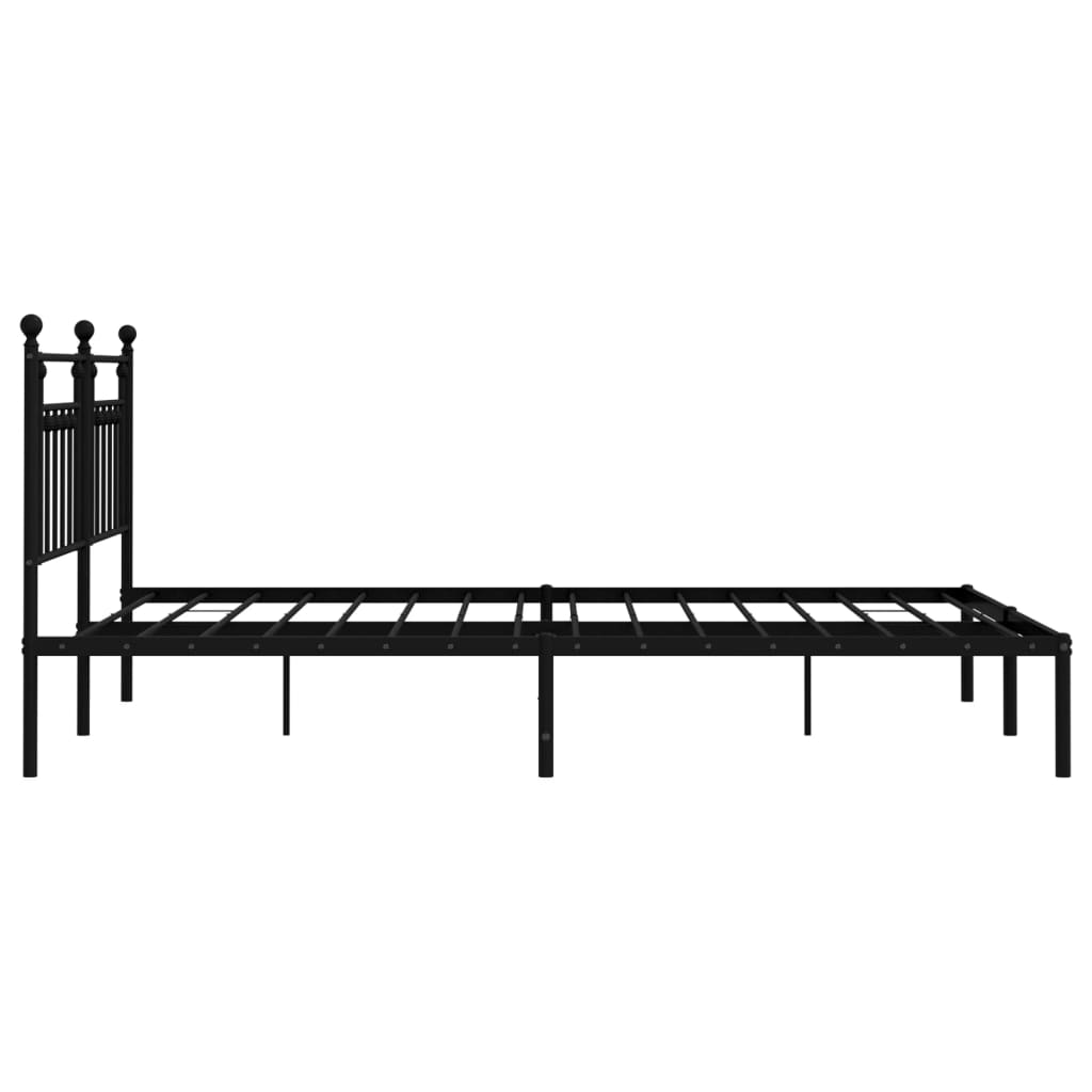 Bed frame with headboard metal black 183x213 cm