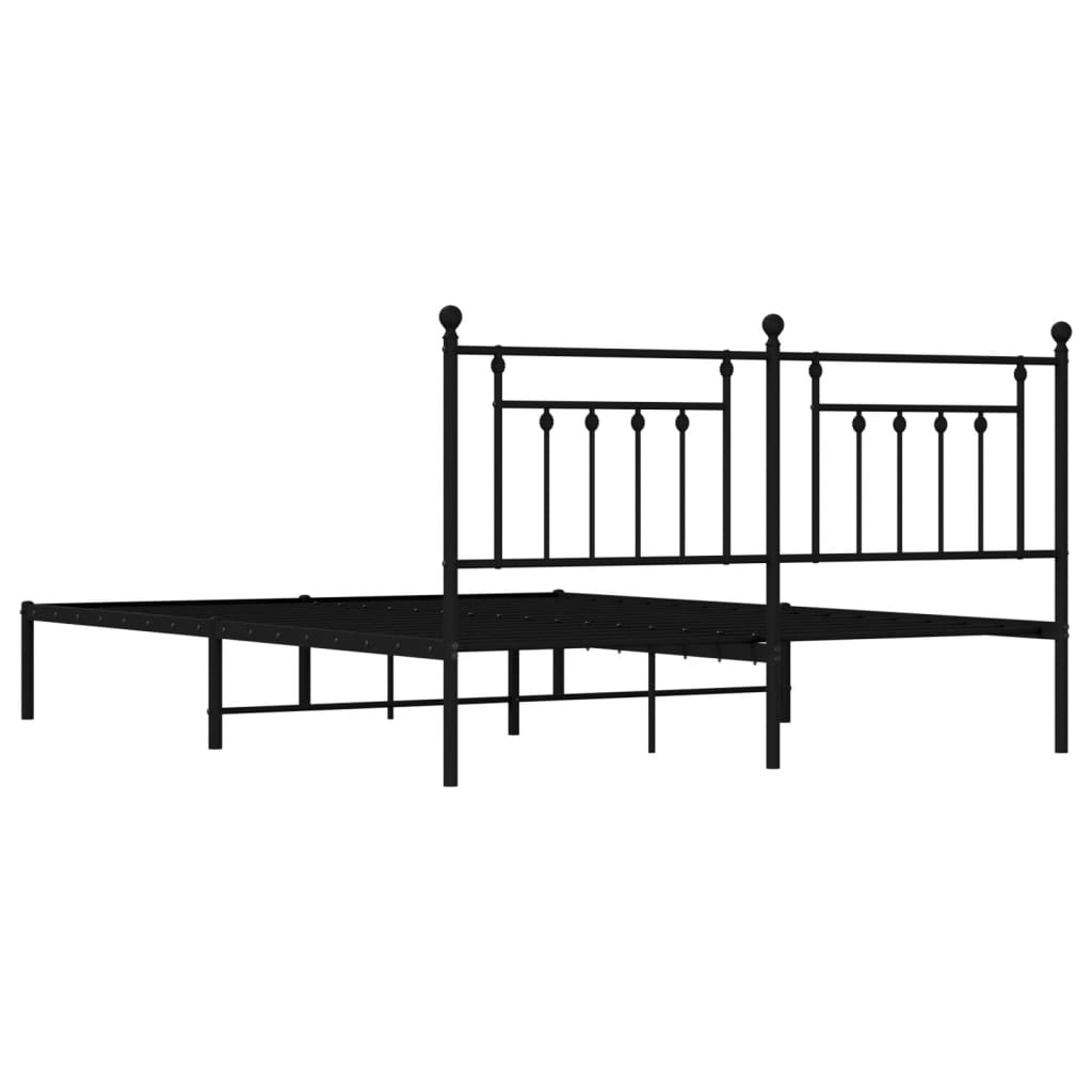 Bed frame with headboard metal black 183x213 cm