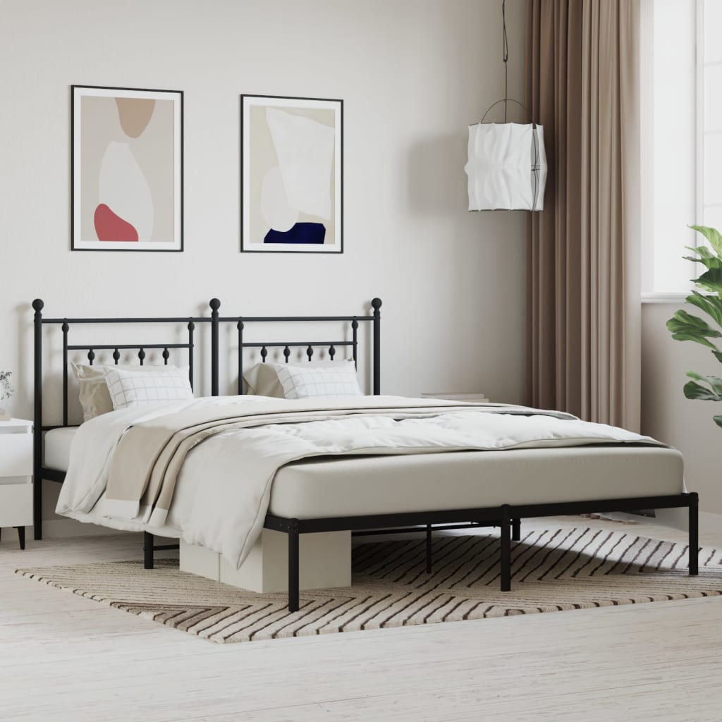Bed frame with headboard metal black 183x213 cm