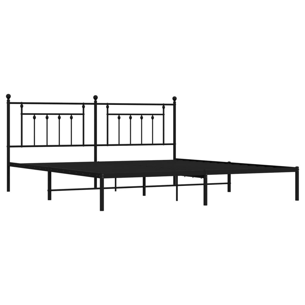 Bed frame with headboard metal black 193x203 cm