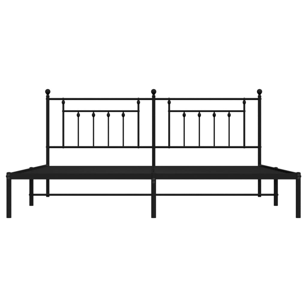 Bed frame with headboard metal black 193x203 cm