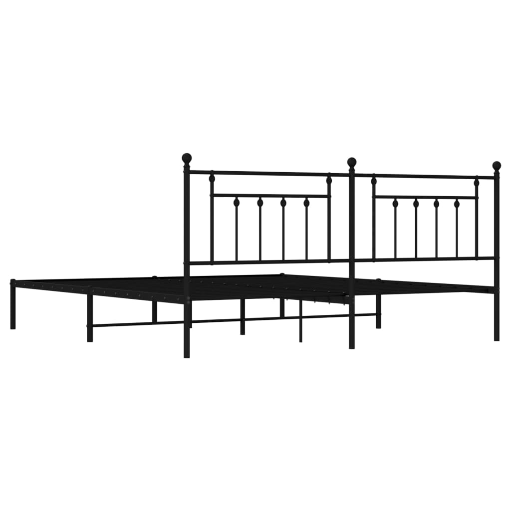 Bed frame with headboard metal black 193x203 cm