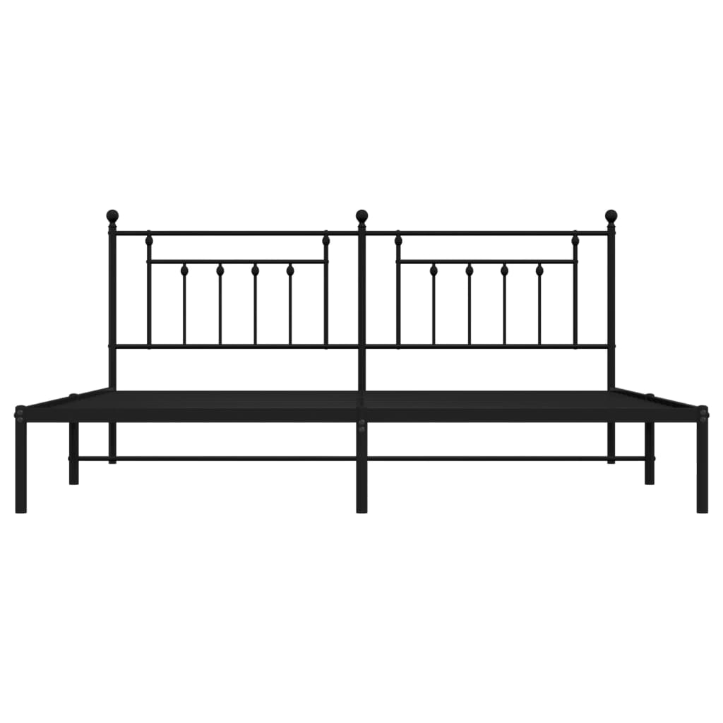 Bed frame with headboard metal black 200x200 cm