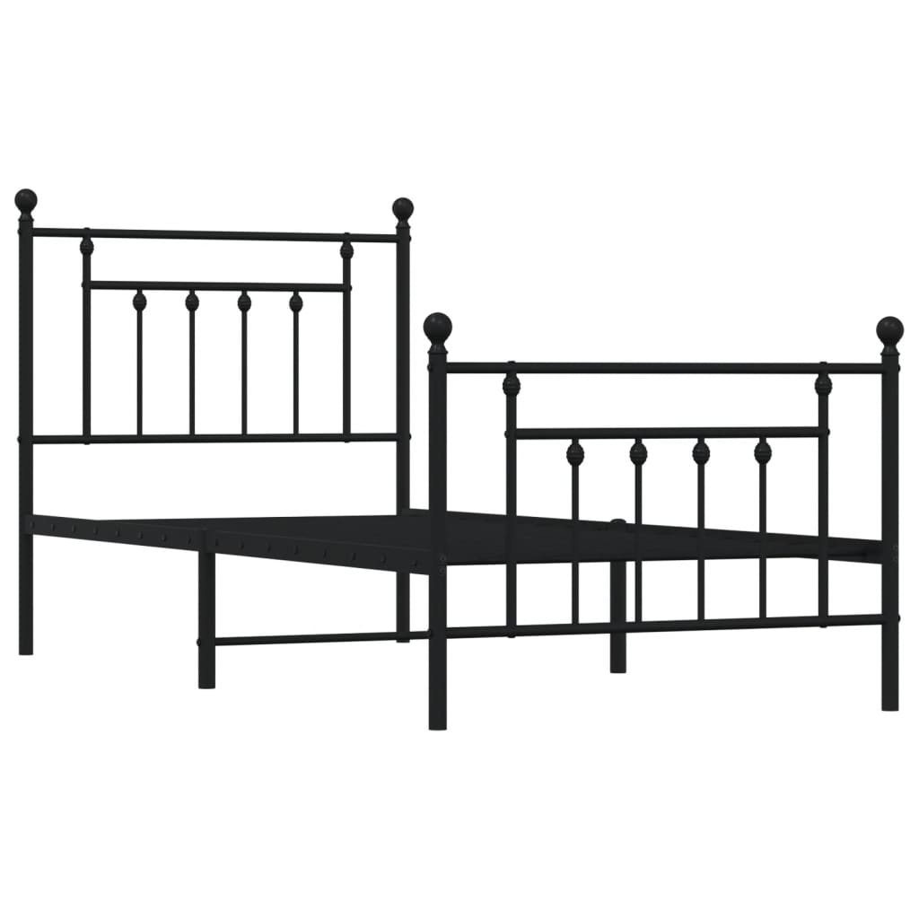 Bed frame with head and footboard metal black 80x200 cm