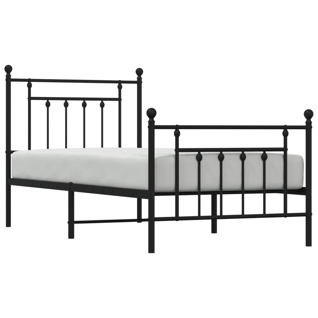 Bed frame with head and footboard metal black 80x200 cm