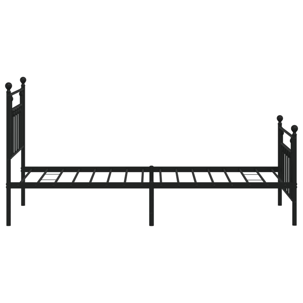 Bed frame with head and footboard metal black 80x200 cm