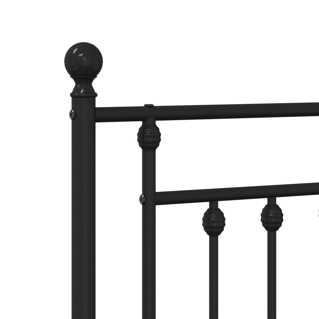 Bed frame with head and footboard metal black 80x200 cm